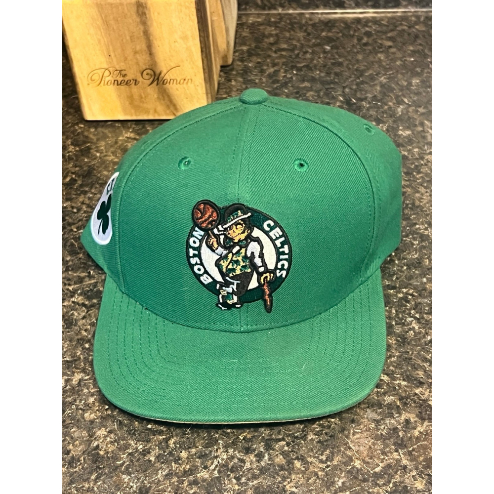 Mitchell & Ness Boston Celtics Side Logo Snapback Adjustable Hat Cap - Green